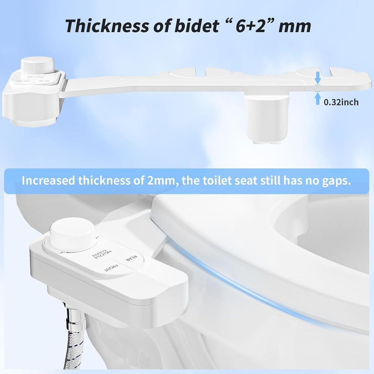 Non-Electric Bidet Attachment for Toilet – Self-Cleaning Dual Nozzle (Frontal & Rear Wash), Adjustable Water Pressure, Fits Most Toilets, Easy Installation (Classic Black/Silver)