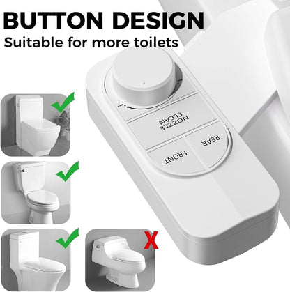 Non-Electric Bidet Attachment for Toilet – Self-Cleaning Dual Nozzle (Frontal & Rear Wash), Adjustable Water Pressure, Fits Most Toilets, Easy Installation (Classic Black/Silver)
