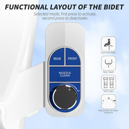 Non-Electric Bidet Attachment for Toilet – Self-Cleaning Dual Nozzle (Frontal & Rear Wash), Adjustable Water Pressure, Fits Most Toilets, Easy Installation (Classic Black/Silver)