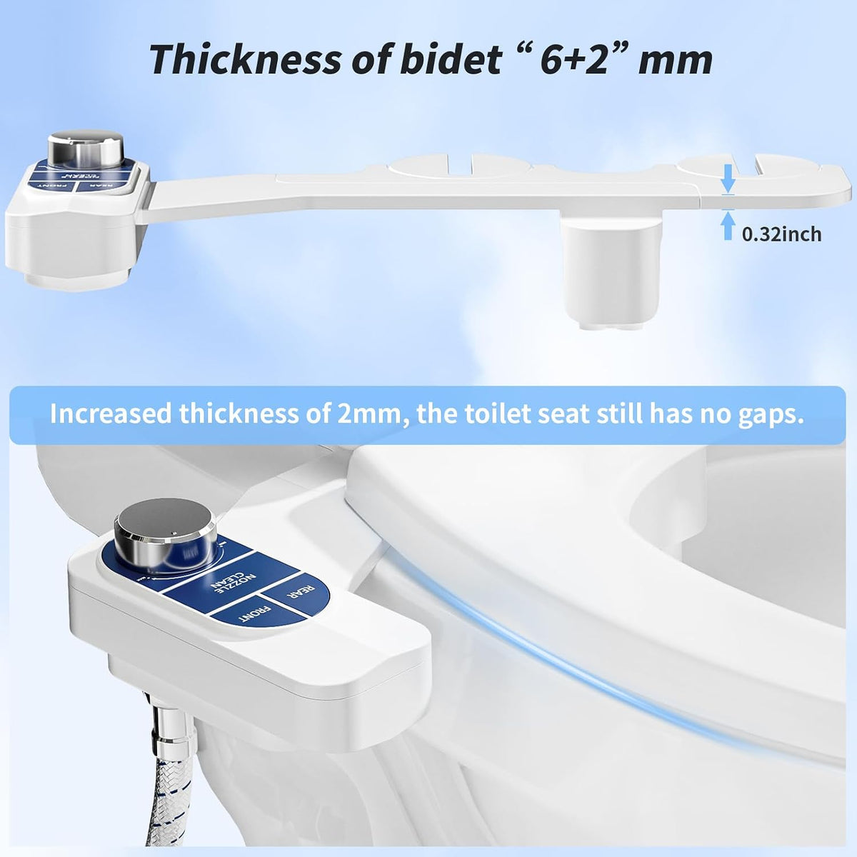 Non-Electric Bidet Attachment for Toilet – Self-Cleaning Dual Nozzle (Frontal & Rear Wash), Adjustable Water Pressure, Fits Most Toilets, Easy Installation (Classic Black/Silver)