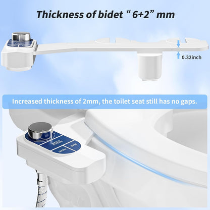 Non-Electric Bidet Attachment for Toilet – Self-Cleaning Dual Nozzle (Frontal & Rear Wash), Adjustable Water Pressure, Fits Most Toilets, Easy Installation (Classic Black/Silver)