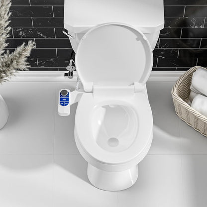 Non-Electric Bidet Attachment for Toilet – Self-Cleaning Dual Nozzle (Frontal & Rear Wash), Adjustable Water Pressure, Fits Most Toilets, Easy Installation (Classic Black/Silver)