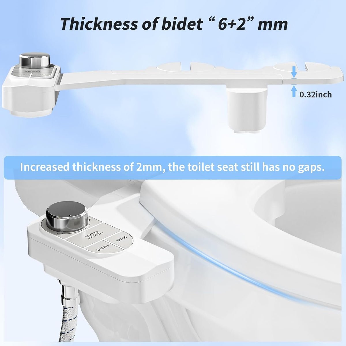 Non-Electric Bidet Attachment for Toilet – Self-Cleaning Dual Nozzle (Frontal & Rear Wash), Adjustable Water Pressure, Fits Most Toilets, Easy Installation (Classic Black/Silver)