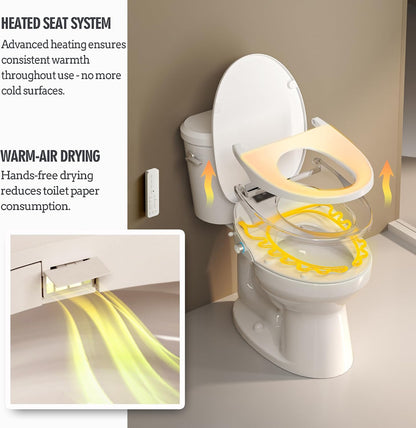WLJBIDET Toilet Seat Bidet with Warm Water and Drying, O80KL - Elongated