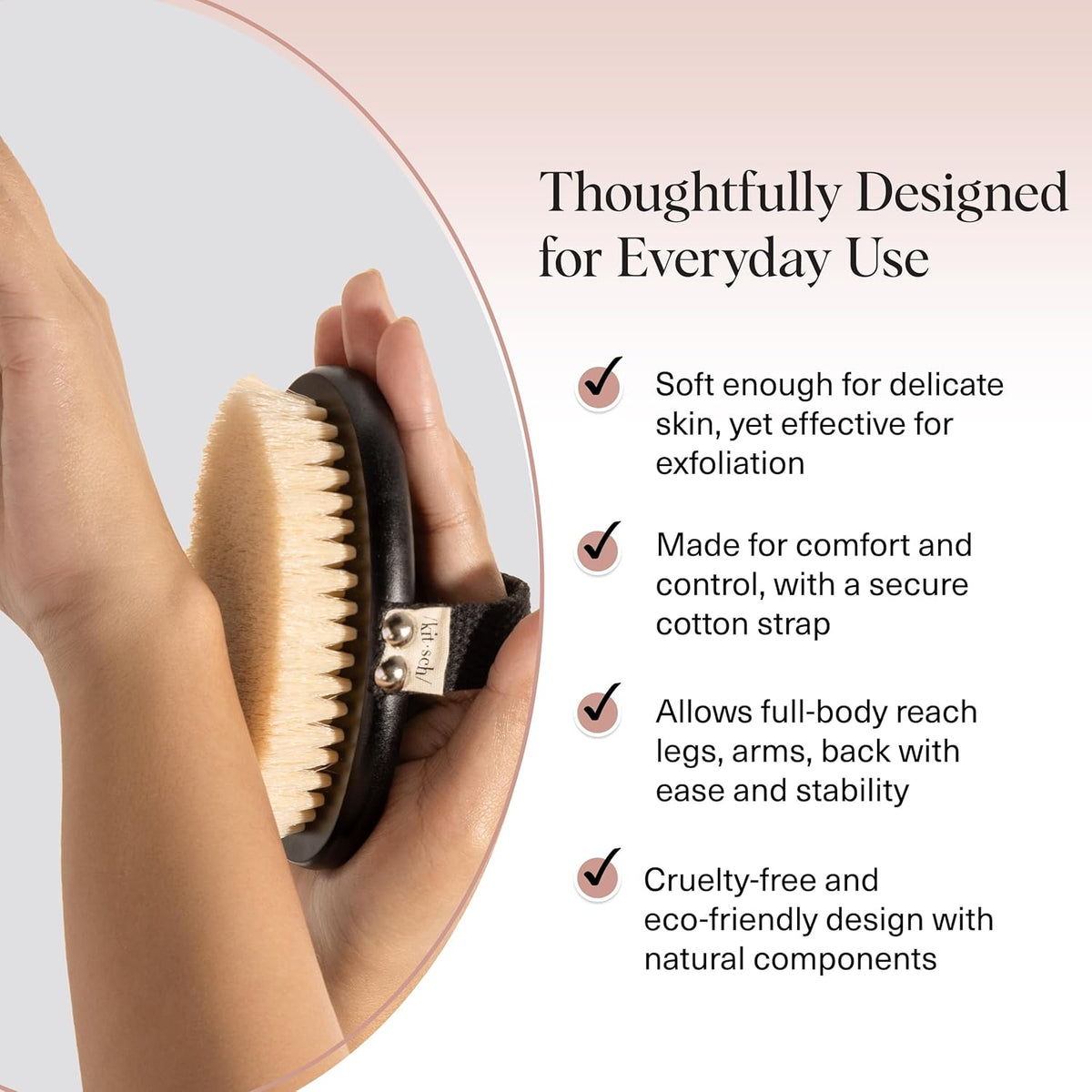 Dry Brushing Body Brush for Lymphatic Drainage | Soft Bristles Shower Brush - Dry Brush to Remove Dry Skin and Improves Blood Circulation, Body Scrubber for Glowing Skin