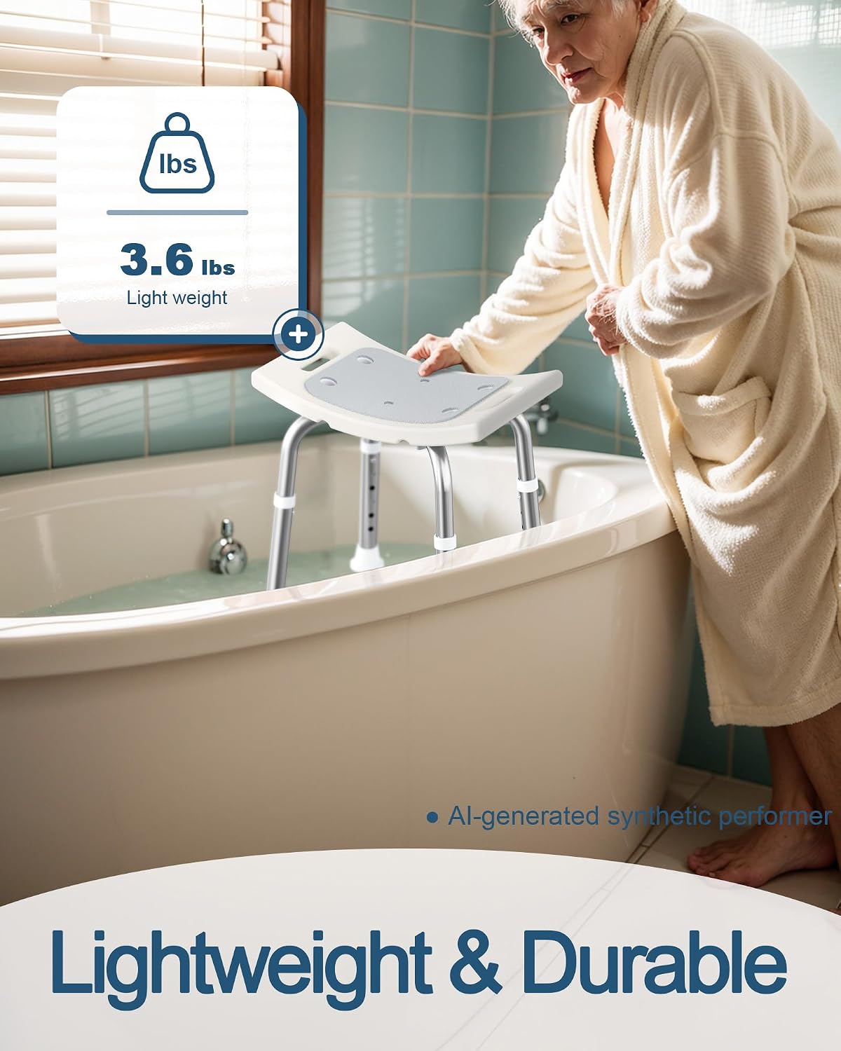 Shower Chair for Inside Shower, Adjustable Height Shower Stool