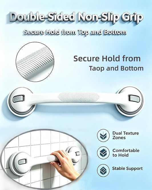 Upgraded Powerful Suction Cup Shower Grab Bars for Seniors Bathroom Suction Cup 2Pcs 16.18In Shower Handles for Removable Handrails for Seniors Elderly Heavy Duty Safety Grip Waterproof Drill Free