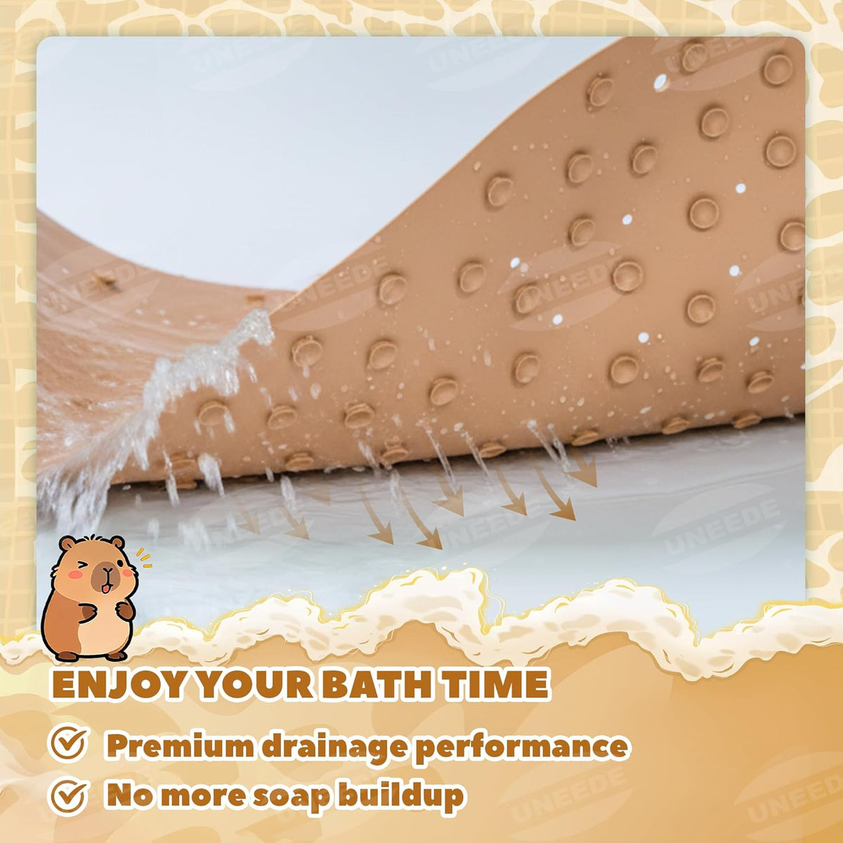 Kids Bathtub Mat Non Slip, Soft Rubber Shower Mat for Toddler