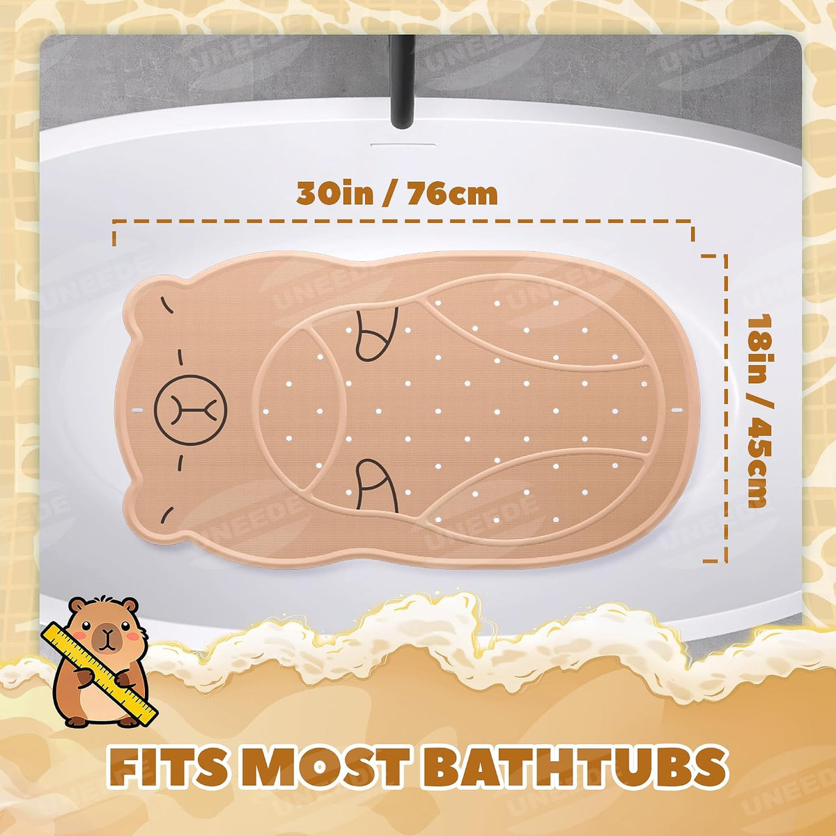 Kids Bathtub Mat Non Slip, Soft Rubber Shower Mat for Toddler