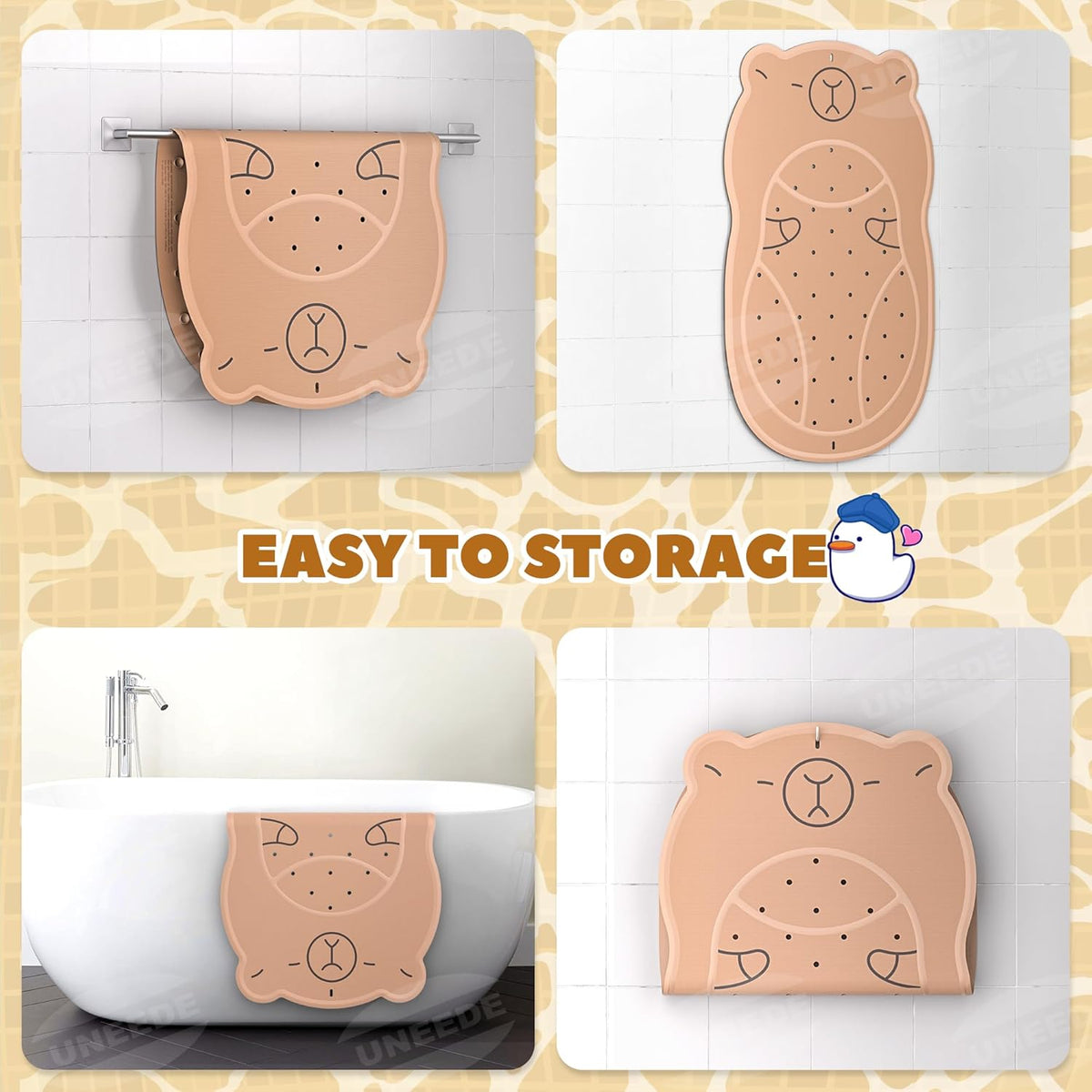 Kids Bathtub Mat Non Slip, Soft Rubber Shower Mat for Toddler