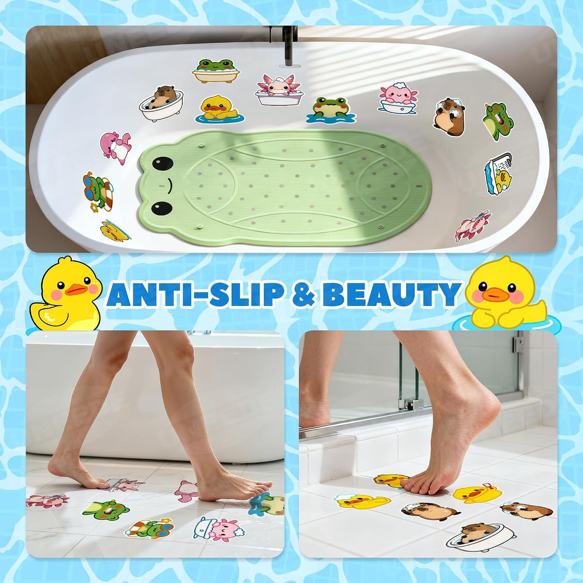 Kids Bathtub Mat Non Slip, Soft Rubber Shower Mat for Toddler