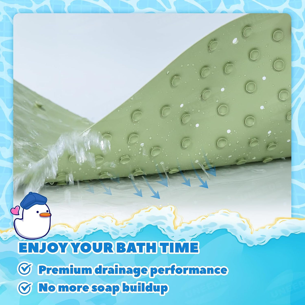 Kids Bathtub Mat Non Slip, Soft Rubber Shower Mat for Toddler
