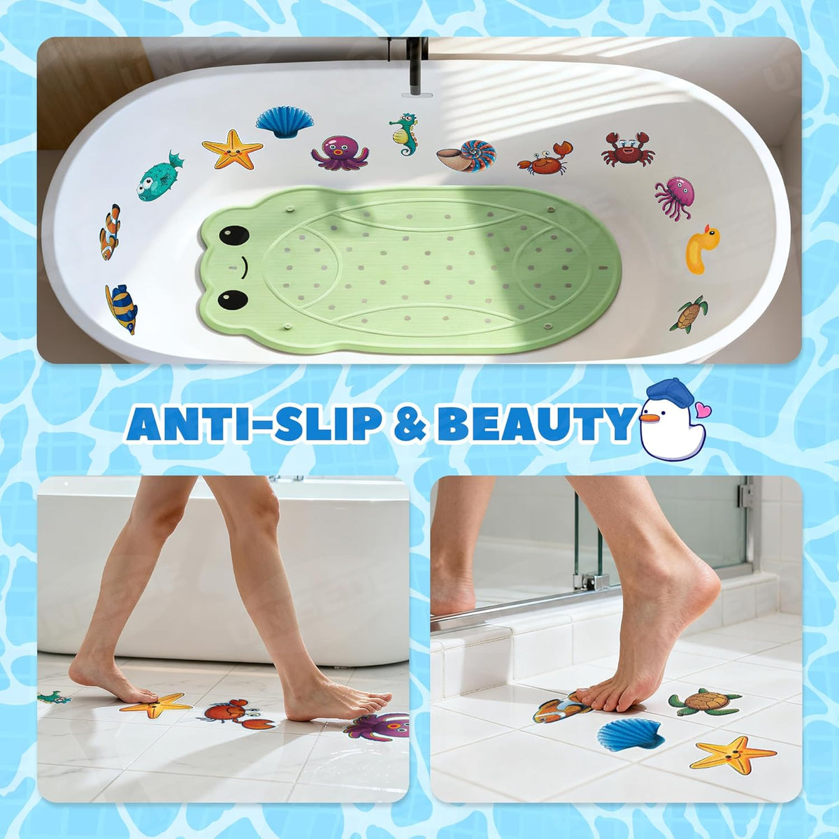 Kids Bathtub Mat Non Slip, Soft Rubber Shower Mat for Toddler