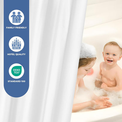 Waterproof Fabric Shower Curtain Liner, White, 70" W x 72" L