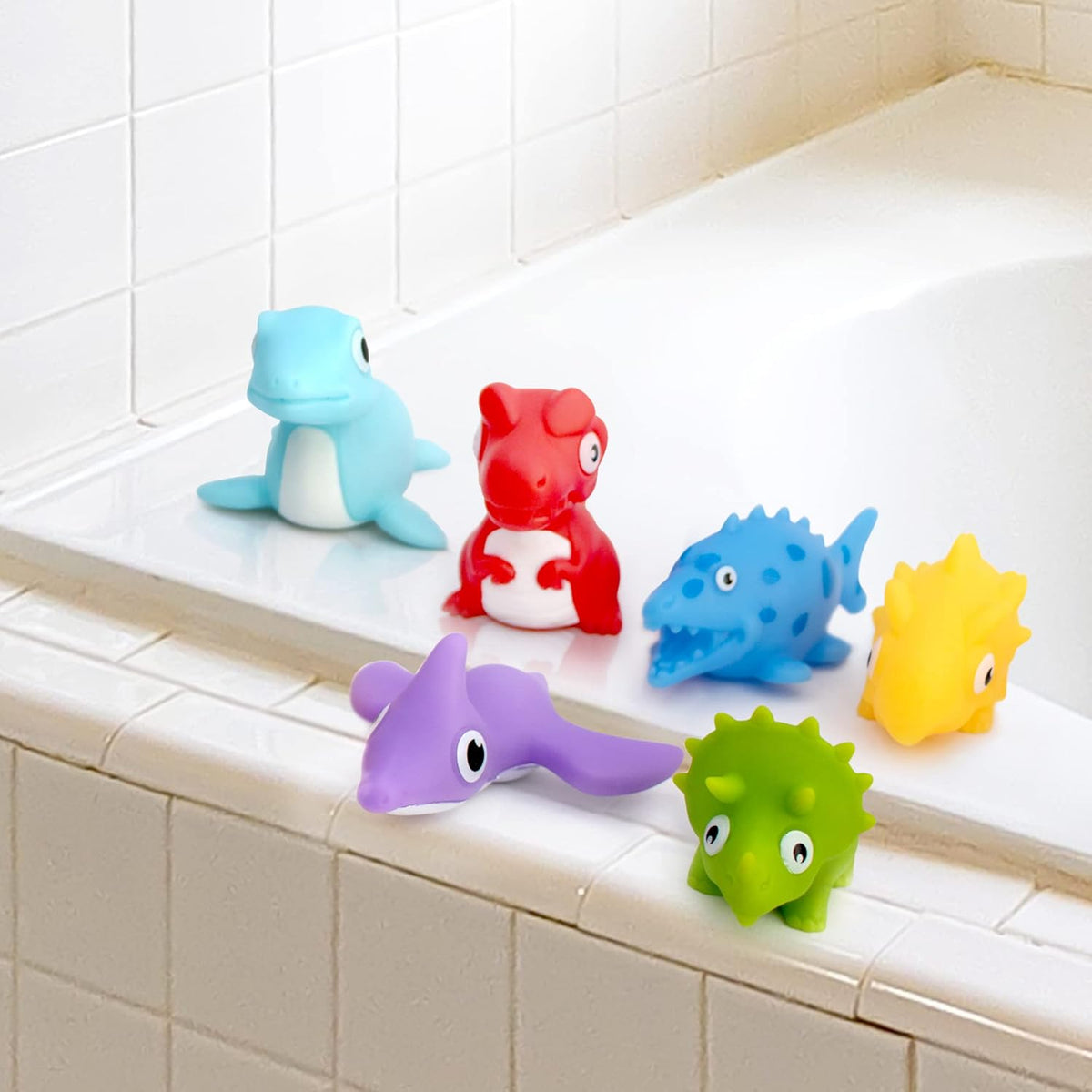 No Hole Infant Bath Toys for 18 Months, Animal Bathtub Toys | Baby Bath Tub Toys for Babies and Toddlers, Easy-Grip, Bright Colors Bath Toy Set
