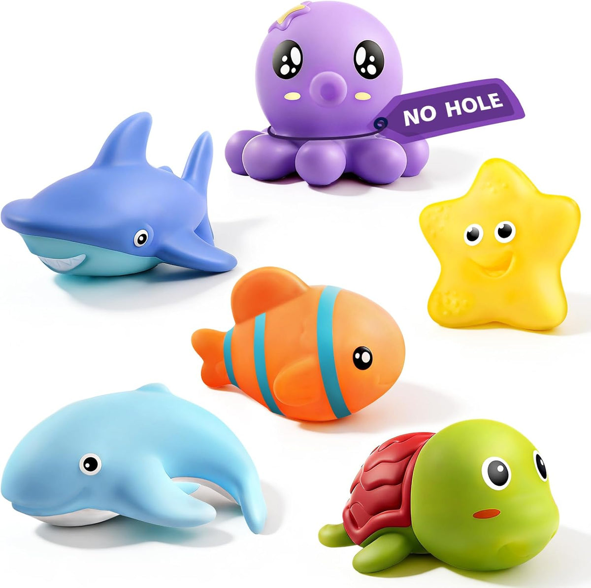 No Hole Infant Bath Toys for 18 Months, Animal Bathtub Toys | Baby Bath Tub Toys for Babies and Toddlers, Easy-Grip, Bright Colors Bath Toy Set