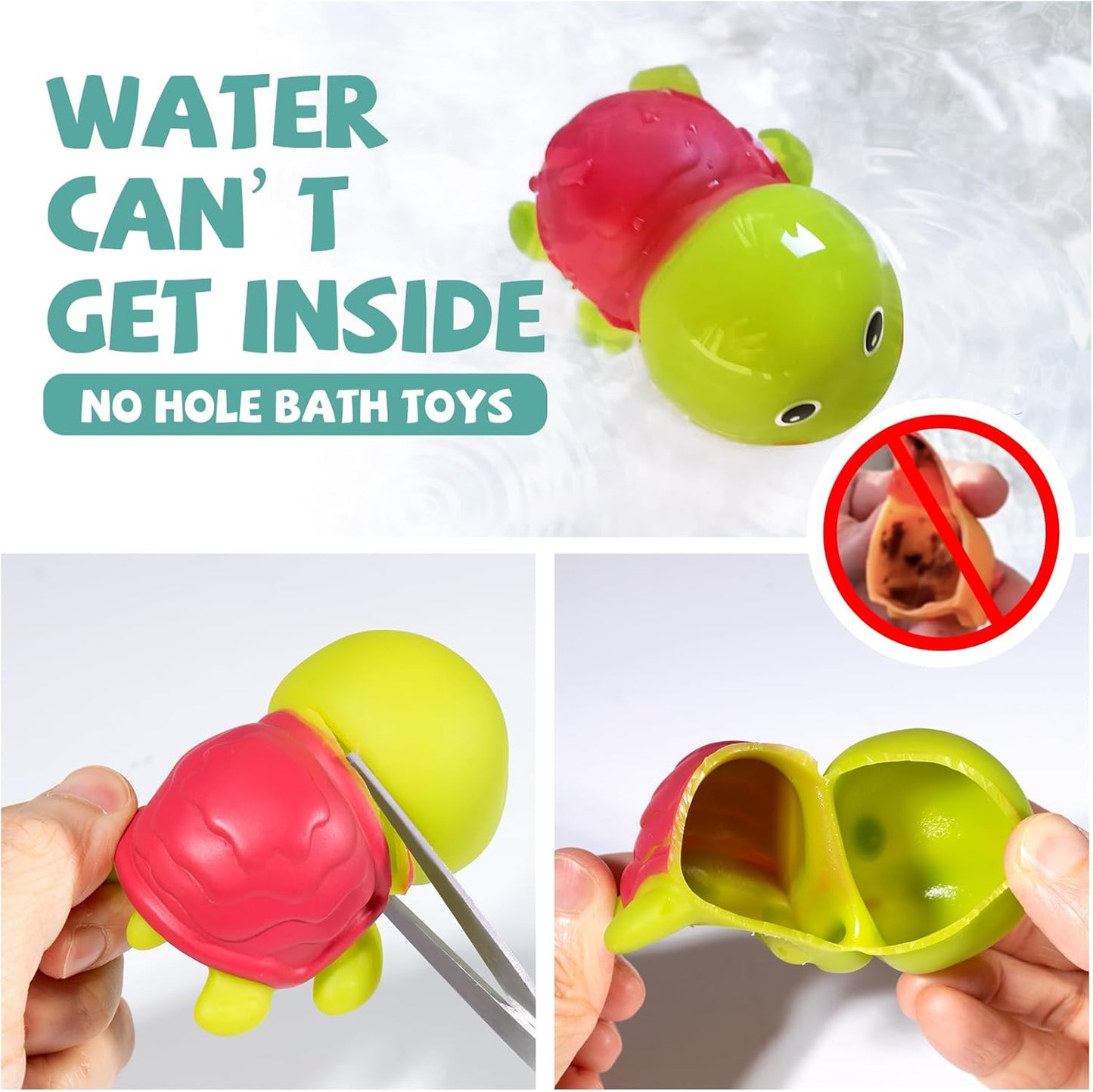 No Hole Infant Bath Toys for 18 Months, Animal Bathtub Toys | Baby Bath Tub Toys for Babies and Toddlers, Easy-Grip, Bright Colors Bath Toy Set