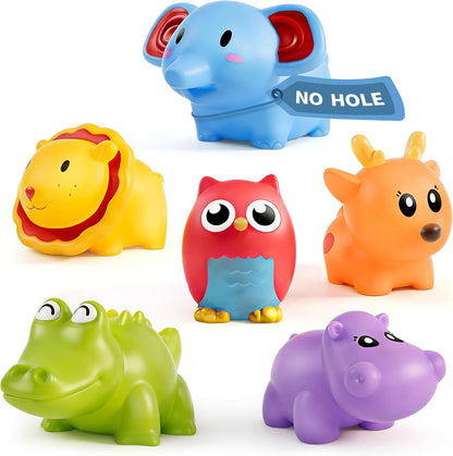 No Hole Infant Bath Toys for 18 Months, Animal Bathtub Toys | Baby Bath Tub Toys for Babies and Toddlers, Easy-Grip, Bright Colors Bath Toy Set
