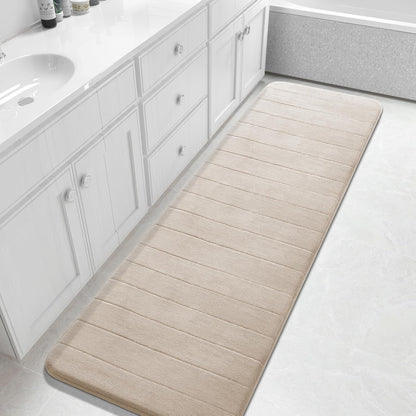 Memory Foam Bath Mat, Super Soft Absorbent Bathroom Rug Non Slip 31.5x20 Inch, Quick Dry, Machine Washable Floor Carpet for Tub Shower, Home Decor Accessories, Beige