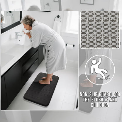 Memory Foam Bath Mat, Super Soft Absorbent Bathroom Rug Non Slip 31.5x20 Inch, Quick Dry, Machine Washable Floor Carpet for Tub Shower, Home Decor Accessories, Beige