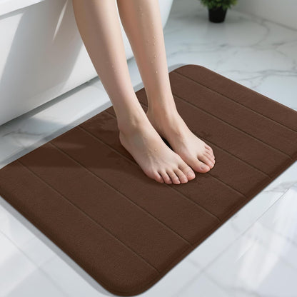 Memory Foam Bath Mat, Super Soft Absorbent Bathroom Rug Non Slip 31.5x20 Inch, Quick Dry, Machine Washable Floor Carpet for Tub Shower, Home Decor Accessories, Beige