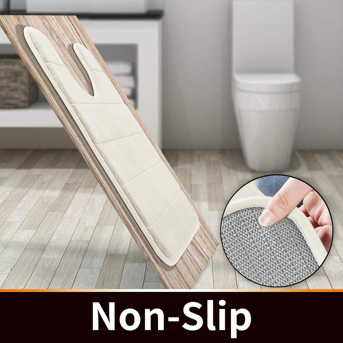 Memory Foam Bath Mat, Super Soft Absorbent Bathroom Rug Non Slip 31.5x20 Inch, Quick Dry, Machine Washable Floor Carpet for Tub Shower, Home Decor Accessories, Beige