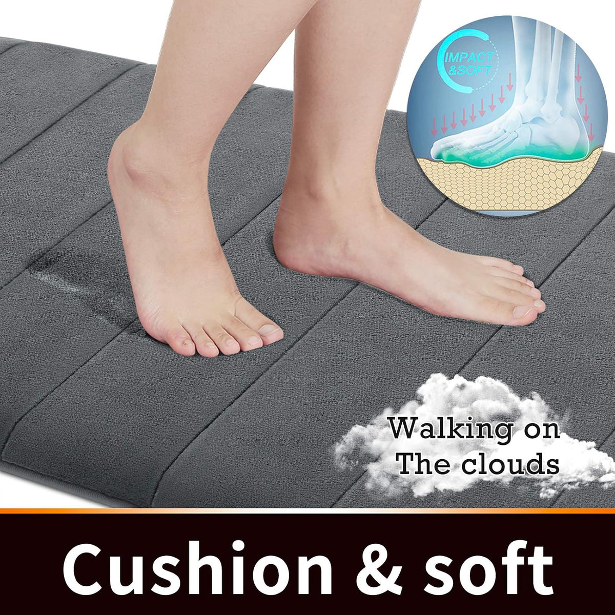 Memory Foam Bath Mat, Super Soft Absorbent Bathroom Rug Non Slip 31.5x20 Inch, Quick Dry, Machine Washable Floor Carpet for Tub Shower, Home Decor Accessories, Beige