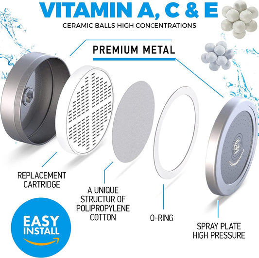 Filtered Shower Head, 20+3 Stage, Reduces Chlorine, Chrome