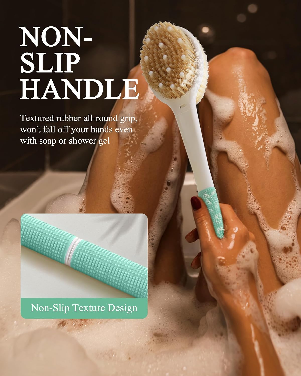 Dry Brushing Body Brush for Massage - Natural Boar Bristle Exfoliating Brush with Massage Nodes for Lymphatic Drainage, Cellulite, Blood Circulation Improving Skin Health for Women Men Elderly(Grey)