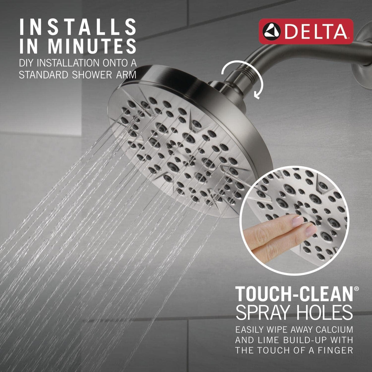 6-Setting Chrome Shower Head with High Pressure Spray, 6 Inch Round Shower Head, Showerheads, 1.75 GPM Flow Rate, Chrome 52535