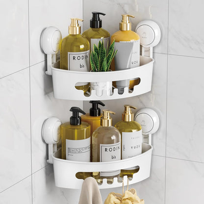 Corner Shower Caddy Suction Cup, shower shelves suction cup, White