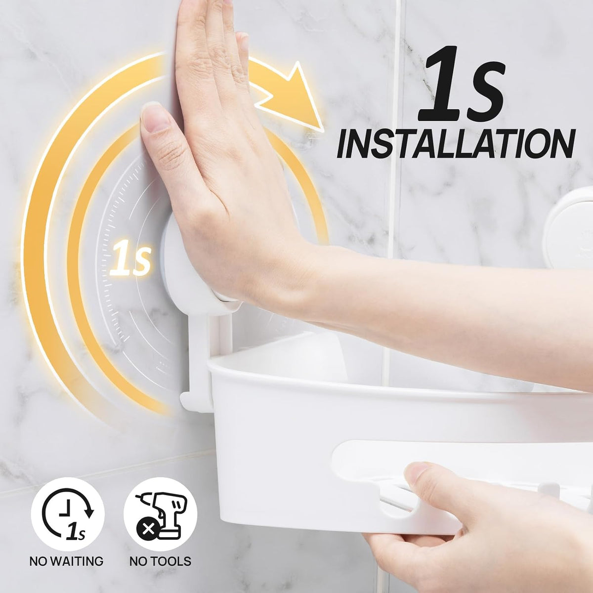 Corner Shower Caddy Suction Cup, shower shelves suction cup, White
