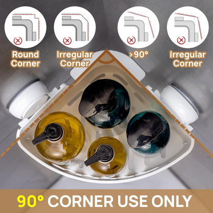 Corner Shower Caddy Suction Cup, shower shelves suction cup, White