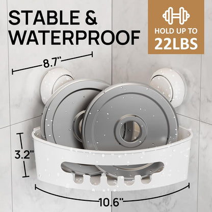 Corner Shower Caddy Suction Cup, shower shelves suction cup, White