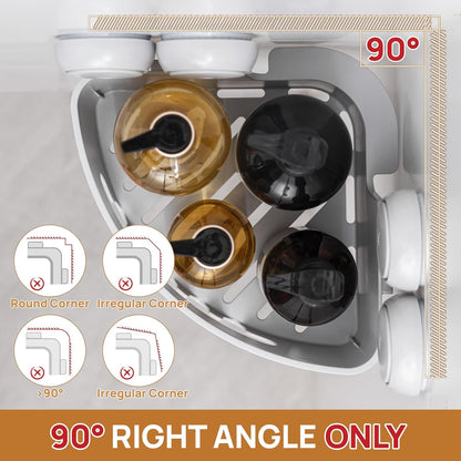 Corner Shower Caddy Suction Cup, shower shelves suction cup, White