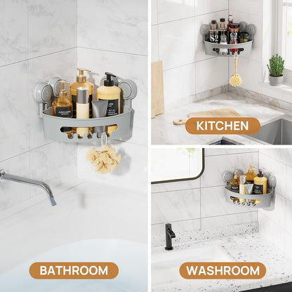 Corner Shower Caddy Suction Cup, shower shelves suction cup, White