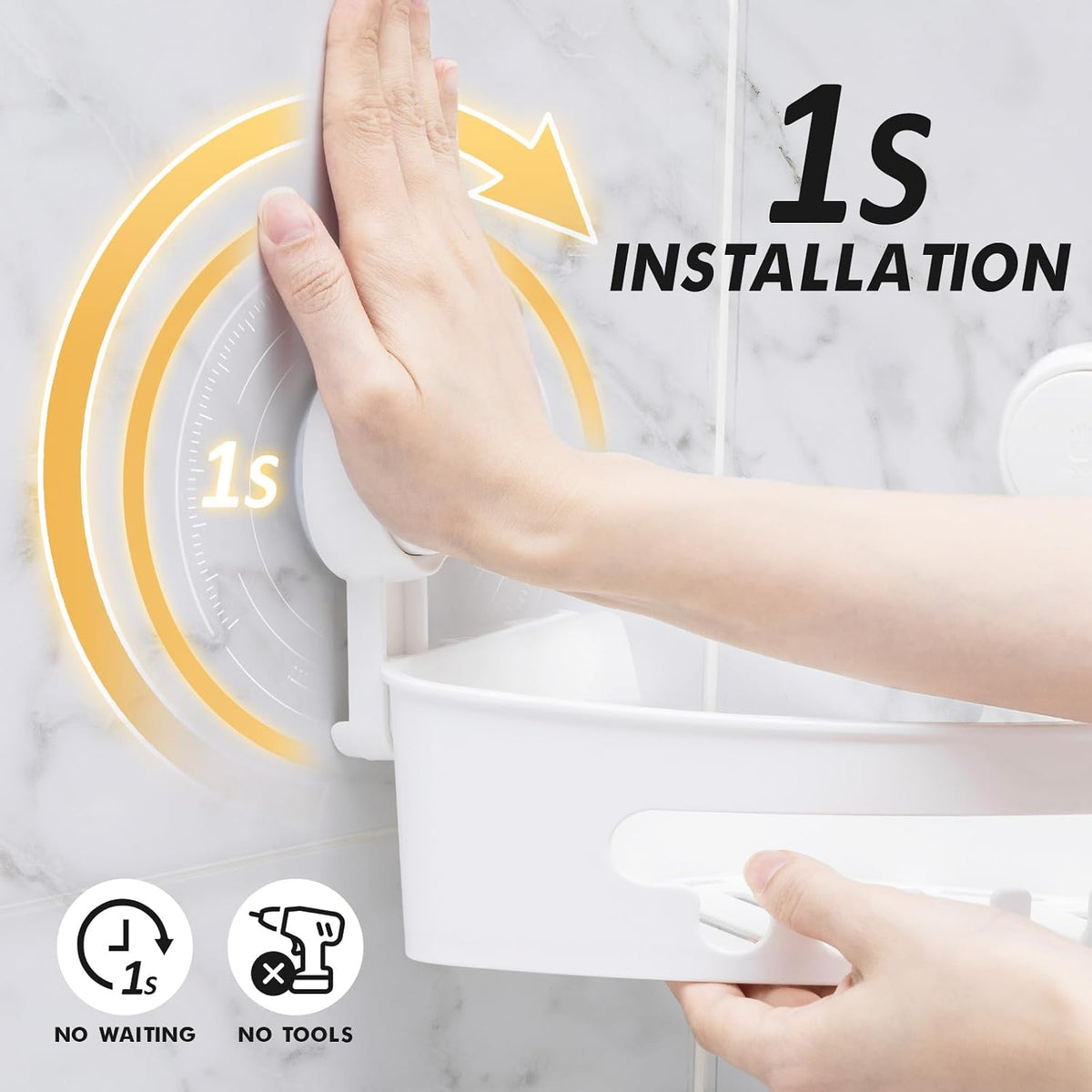 Corner Shower Caddy Suction Cup, shower shelves suction cup, White