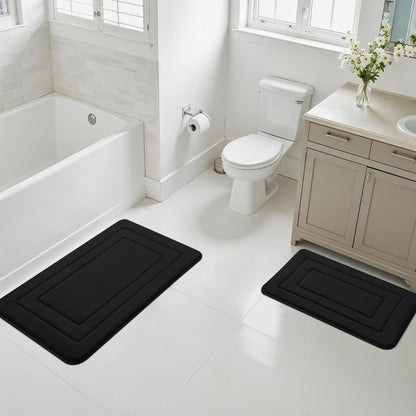 Memory Foam Bath Mats - 20" x 32" for Bathroom Floor Shower & Tub, Grey Bathroom Rugs Non Slip Washable, Water Absorbent Bath Rugs, Quick Dry Bath Carpet for Decor