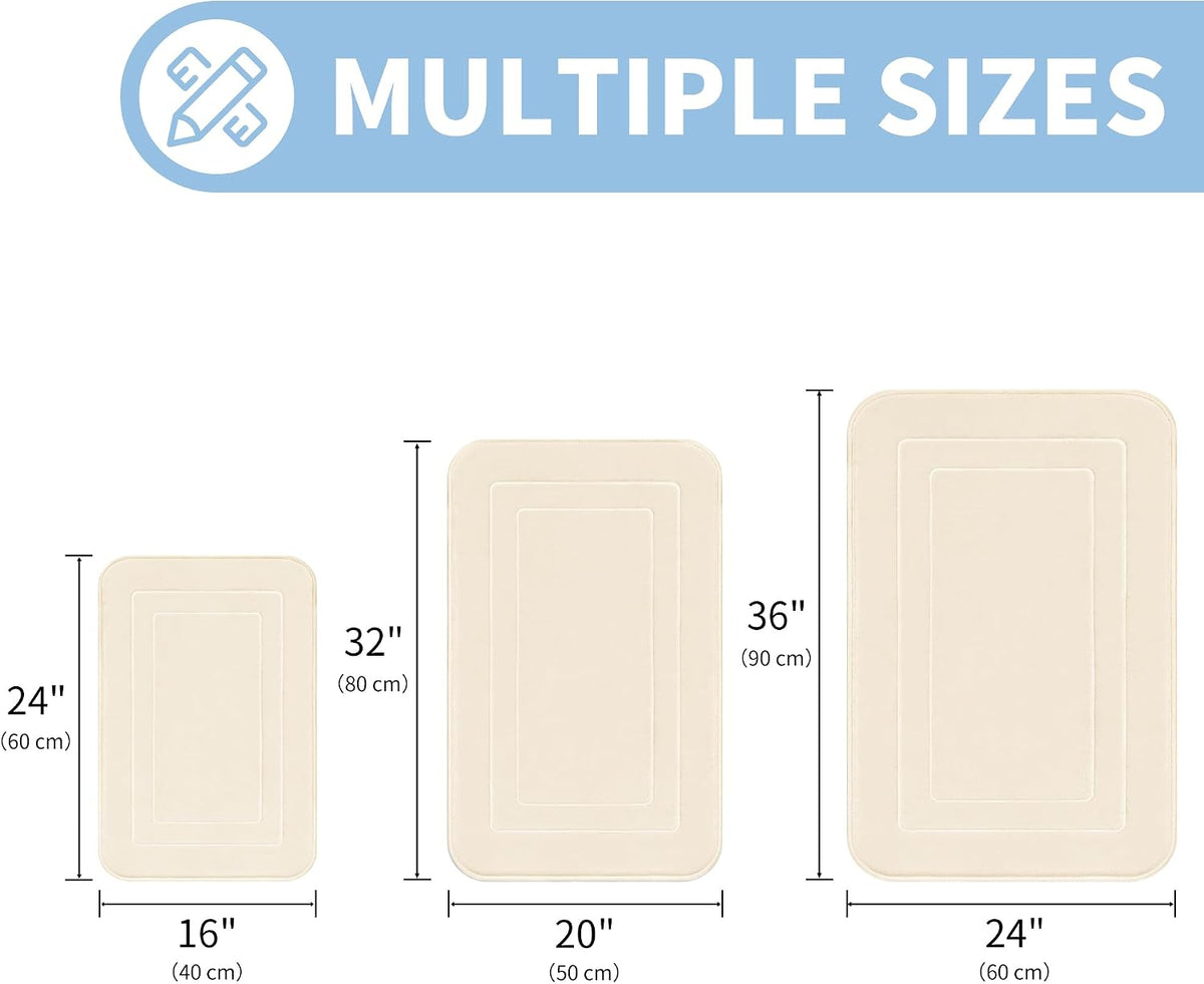 Memory Foam Bath Mats - 20" x 32" for Bathroom Floor Shower & Tub, Grey Bathroom Rugs Non Slip Washable, Water Absorbent Bath Rugs, Quick Dry Bath Carpet for Decor