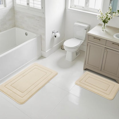 Memory Foam Bath Mats - 20" x 32" for Bathroom Floor Shower & Tub, Grey Bathroom Rugs Non Slip Washable, Water Absorbent Bath Rugs, Quick Dry Bath Carpet for Decor