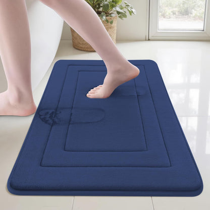 Memory Foam Bath Mats - 20" x 32" for Bathroom Floor Shower & Tub, Grey Bathroom Rugs Non Slip Washable, Water Absorbent Bath Rugs, Quick Dry Bath Carpet for Decor