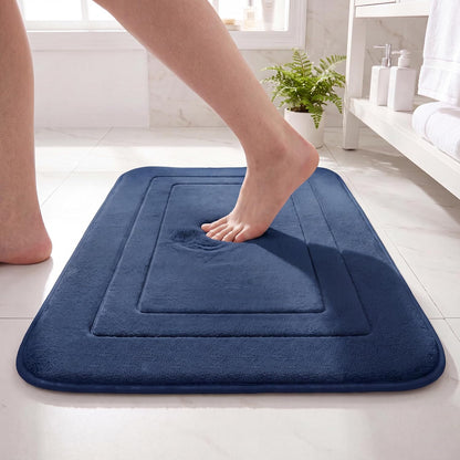 Memory Foam Bath Mats - 20" x 32" for Bathroom Floor Shower & Tub, Grey Bathroom Rugs Non Slip Washable, Water Absorbent Bath Rugs, Quick Dry Bath Carpet for Decor