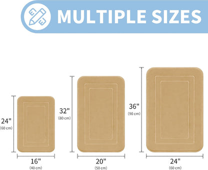 Memory Foam Bath Mats - 20" x 32" for Bathroom Floor Shower & Tub, Grey Bathroom Rugs Non Slip Washable, Water Absorbent Bath Rugs, Quick Dry Bath Carpet for Decor