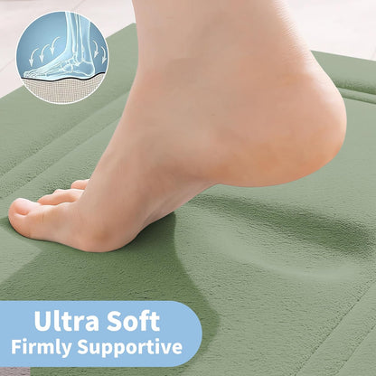 Memory Foam Bath Mats - 20" x 32" for Bathroom Floor Shower & Tub, Grey Bathroom Rugs Non Slip Washable, Water Absorbent Bath Rugs, Quick Dry Bath Carpet for Decor