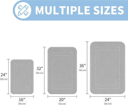 Memory Foam Bath Mats - 20" x 32" for Bathroom Floor Shower & Tub, Grey Bathroom Rugs Non Slip Washable, Water Absorbent Bath Rugs, Quick Dry Bath Carpet for Decor