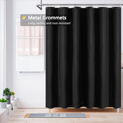 Fabric Shower Curtain Liner, Waterproof Hotel Quality, Bathroom Curtains Rust Resistant Grommets, 72 x 72 Machine Washable (Black) - Colors A