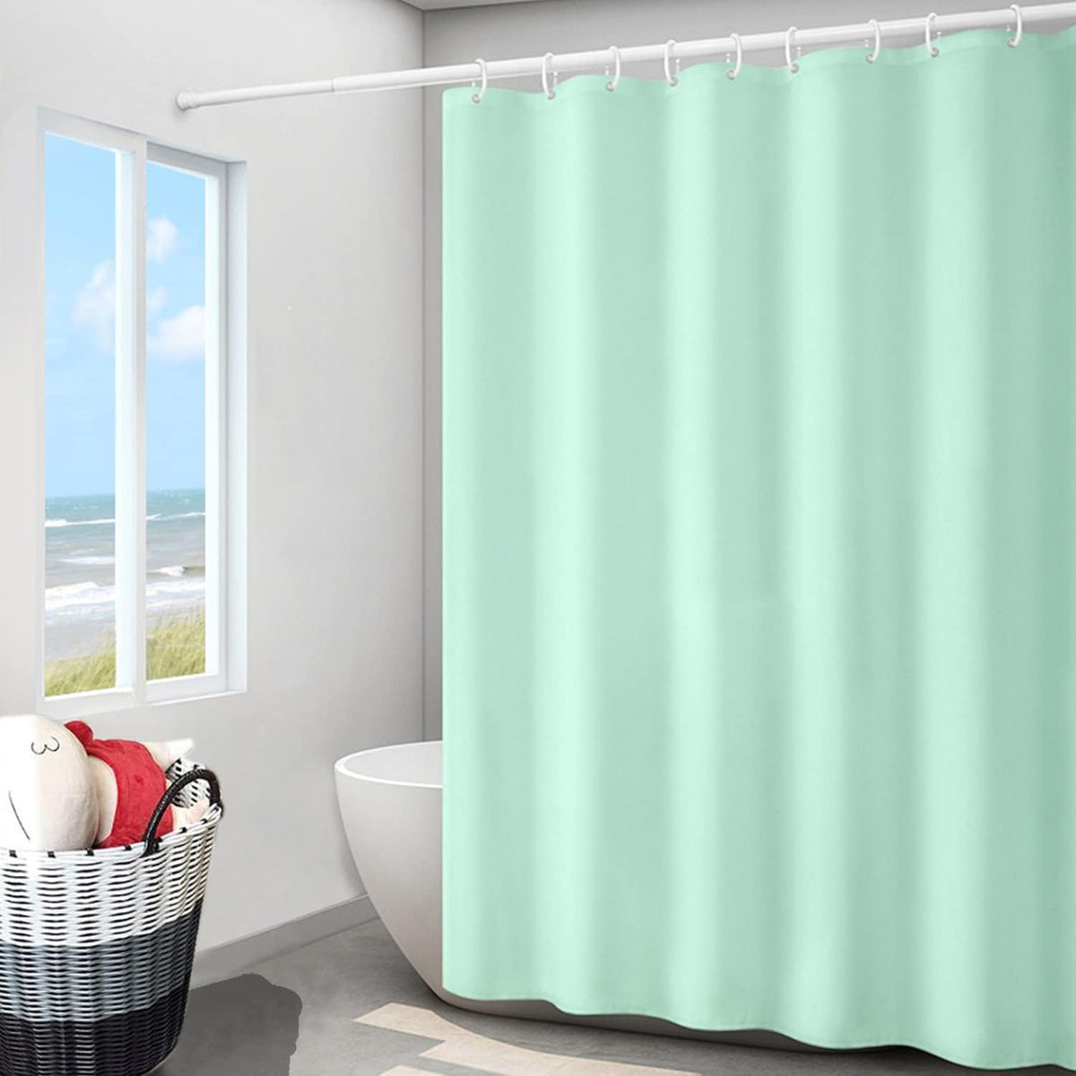Fabric Shower Curtain Liner, Waterproof Hotel Quality, Bathroom Curtains Rust Resistant Grommets, 72 x 72 Machine Washable (Black) - Colors A