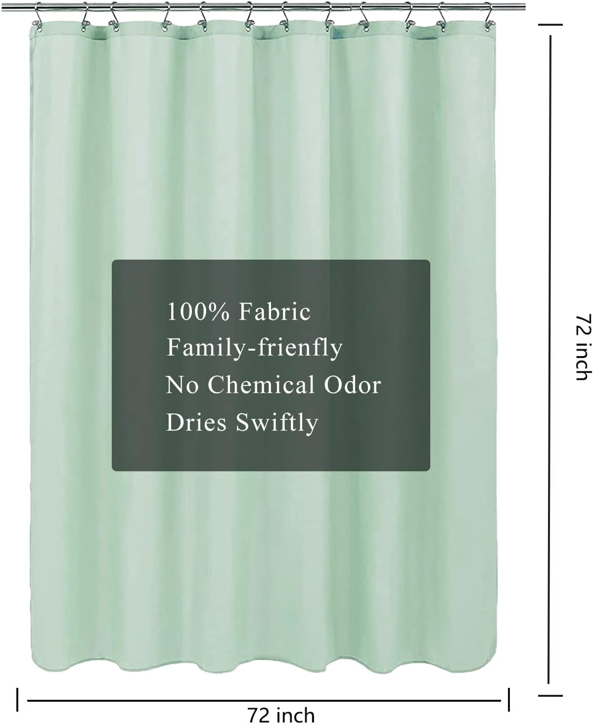Fabric Shower Curtain Liner, Waterproof Hotel Quality, Bathroom Curtains Rust Resistant Grommets, 72 x 72 Machine Washable (Black) - Colors A
