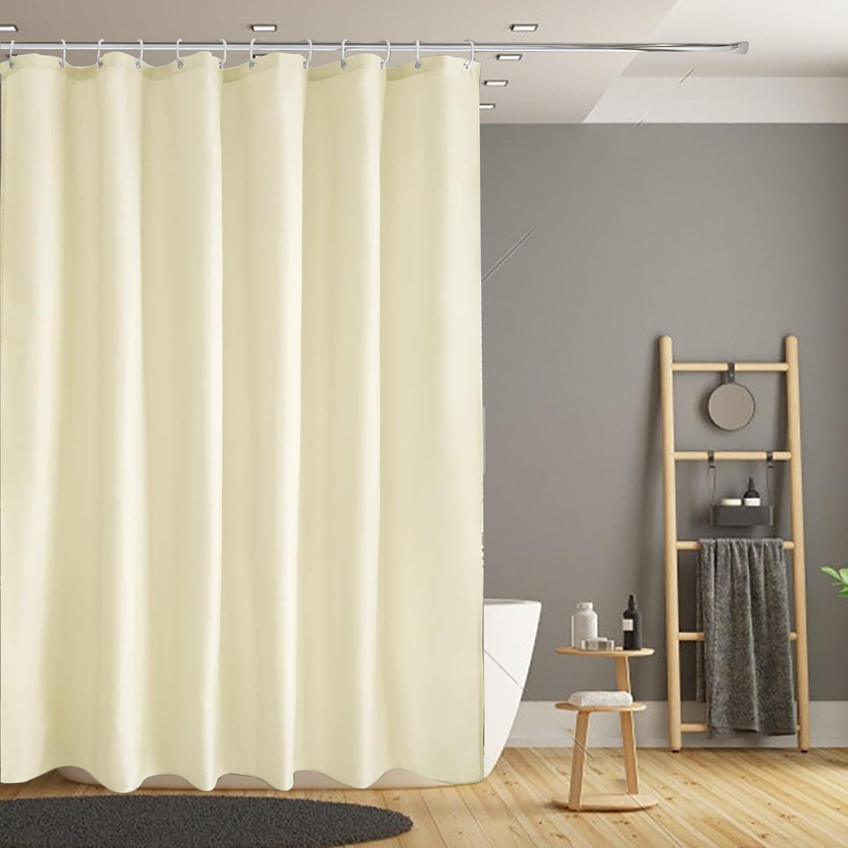 Fabric Shower Curtain Liner, Waterproof Hotel Quality, Bathroom Curtains Rust Resistant Grommets, 72 x 72 Machine Washable (Black) - Colors A