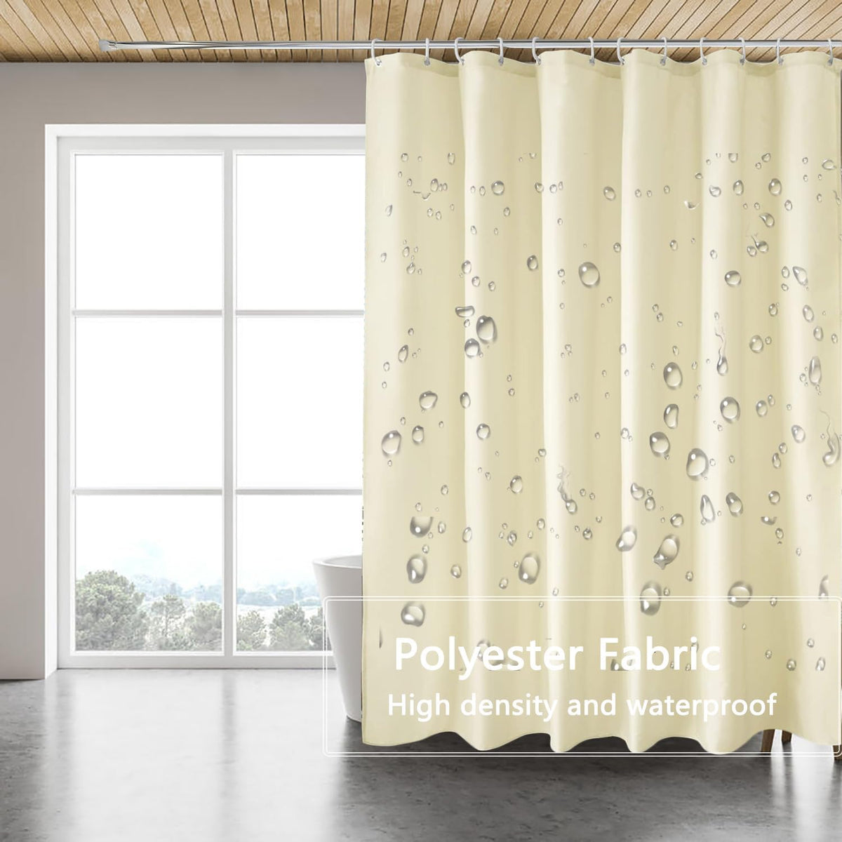 Fabric Shower Curtain Liner, Waterproof Hotel Quality, Bathroom Curtains Rust Resistant Grommets, 72 x 72 Machine Washable (Black) - Colors A